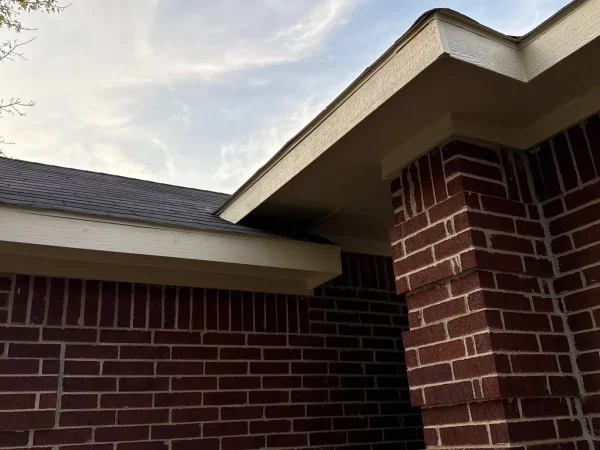 After: repaired fascia and trim, freshly painted, in Lancaster, TX