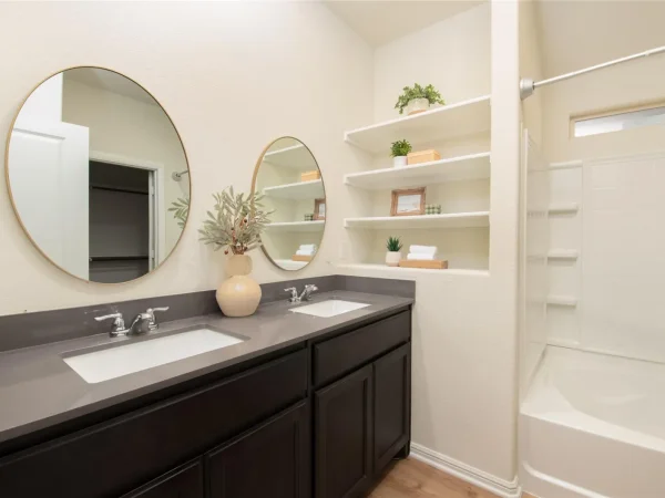 After: bathroom with new LVP flooring in Keller, TX