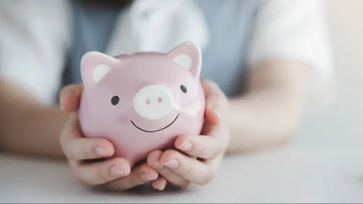 image of person holding a piggy bank